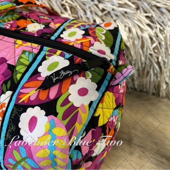VERA BRADLEY Va Va Bloom Large Duffle Bag Zipper USA Pink Green Y2K Yellow - Picture 3 of 12